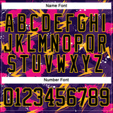 Custom Purple Black Pink-Yellow 3D Pattern Lightning Hockey Lace Neck Jersey