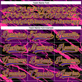 Custom Purple Black Pink-Yellow 3D Pattern Lightning Hockey Lace Neck Jersey