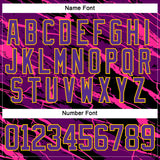 Custom Purple Black Pink-Yellow 3D Pattern Lightning Hockey Lace Neck Jersey