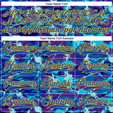 Custom Blue Thunder Blue-Yellow 3D Pattern Lightning Hockey Lace Neck Jersey