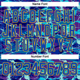 Custom Blue Thunder Blue-Yellow 3D Pattern Lightning Hockey Lace Neck Jersey