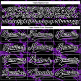 Custom Black Purple-White 3D Pattern Lightning Hockey Lace Neck Jersey