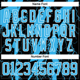 Custom Sky Blue Black-White 3D Pattern Lightning Hockey Lace Neck Jersey