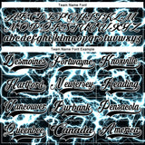 Custom Black Blue-White 3D Pattern Lightning Hockey Lace Neck Jersey