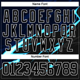 Custom Black Blue Gray-White 3D Pattern Lightning Hockey Lace Neck Jersey