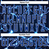 Custom Navy Royal-White 3D Pattern Lightning Hockey Lace Neck Jersey
