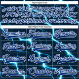 Custom Navy Royal Blue-White 3D Pattern Lightning Hockey Lace Neck Jersey