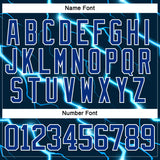 Custom Navy Royal Blue-White 3D Pattern Lightning Hockey Lace Neck Jersey