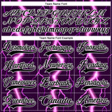 Custom Black Purple Pink-White 3D Pattern Lightning Hockey Lace Neck Jersey
