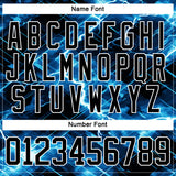 Custom Black Blue-White 3D Pattern Lightning Hockey Lace Neck Jersey