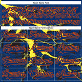 Custom US Navy Blue Yellow Black-Orange 3D Pattern Lightning Hockey Lace Neck Jersey