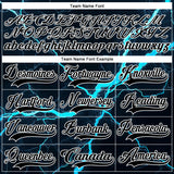 Custom Black Blue-White 3D Pattern Lightning Hockey Lace Neck Jersey