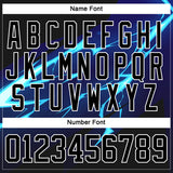 Custom Black Blue-White 3D Pattern Lightning Hockey Lace Neck Jersey