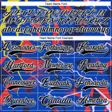 Custom Thunder Blue Black Red Yellow-White 3D Pattern Lightning Hockey Lace Neck Jersey