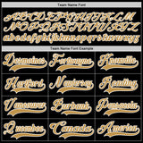 Custom Black Old Gold-White 3D Pattern Plaid Hockey Jersey