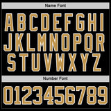 Custom Black Old Gold-White 3D Pattern Plaid Hockey Jersey