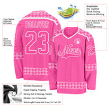 Custom Pink White 3D Pattern Plaid Hockey Jersey
