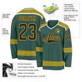 Custom Green Black Gold-White 3D Pattern Plaid Hockey Jersey