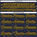 Custom Navy Gold 3D Pattern Plaid Hockey Jersey