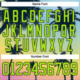 Custom Medium Pink Neon Green Yellow-Black 3D Pattern Gradient Hawaii Tropical Palm Trees Hockey Lace Neck Jersey