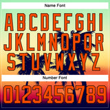 Custom Black Orange Ice Blue-Brown 3D Pattern Gradient Hawaii Tropical Palm Trees Hockey Lace Neck Jersey