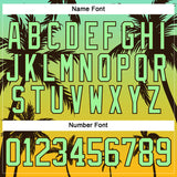 Custom Yellow Pea Green-Brown 3D Pattern Gradient Hawaii Tropical Palm Trees Hockey Lace Neck Jersey