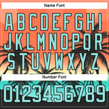 Custom Black Ice Blue-Orange 3D Pattern Gradient Hawaii Tropical Palm Trees Hockey Lace Neck Jersey