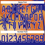 Custom Dark Purple Orange-White 3D Pattern Gradient Hawaii Tropical Palm Trees Hockey Lace Neck Jersey