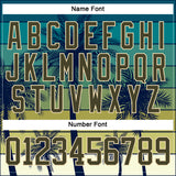 Custom Cream Olive-Blue 3D Pattern Gradient Hawaii Tropical Palm Trees Hockey Lace Neck Jersey
