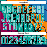 Custom Burgundy Aqua Orange Blue-White 3D Pattern Gradient Hawaii Tropical Palm Trees Hockey Lace Neck Jersey