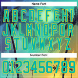Custom Aqua Neon Yellow-Pea Green 3D Pattern Gradient Hawaii Tropical Palm Trees Hockey Lace Neck Jersey