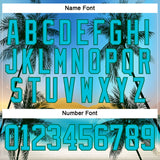 Custom Light Blue Lakes Blue-Kelly Green 3D Pattern Gradient Hawaii Tropical Palm Trees Hockey Lace Neck Jersey