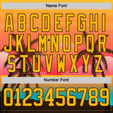 Custom Orange Gold Blue-Brown 3D Pattern Gradient Hawaii Tropical Palm Trees Hockey Lace Neck Jersey