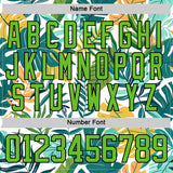 Custom Yellow Aurora Green Black-White 3D Pattern Hawaii Tropical Palm Trees Hockey Lace Neck Jersey