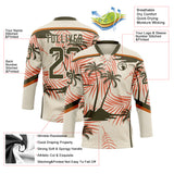 Custom Cream Olive-Texas Orange 3D Pattern Hawaii Tropical Palm Trees Hockey Lace Neck Jersey