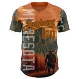Custom Texas Orange Olive Minnesota Sunset Cityscape Vikings City Symbol Authentic Baseball Jersey