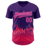 Custom Purple Hot Pink Red-Light Purple Minnesota Sculpture Garden Landmark City Symbol Authentic Baseball Jersey