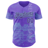 Custom Purple Ice Blue New Orleans Louisiana Mississippi River Bridge Cityscape City Symbol Authentic Baseball Jersey