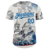 Custom Gray Blue-White San Antonio Texas Mission San Jose Landmark City Symbol Authentic Baseball Jersey