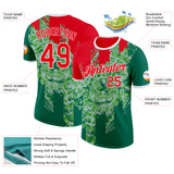 Custom Kelly Green Fire Red-White Mexico Performance T-Shirt