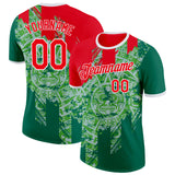 Custom Kelly Green Fire Red-White Mexico Performance T-Shirt