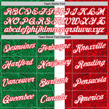 Custom Kelly Green White-Fire Red Mexico Tribal Performance T-Shirt