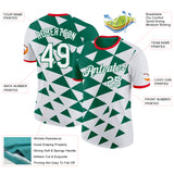 Custom White Kelly Green-Fire Red Mexico Performance T-Shirt