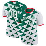 Custom White Kelly Green-Fire Red Mexico Performance T-Shirt