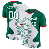 Custom White Kelly Green-Fire Red Mexico Performance T-Shirt