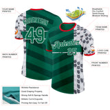 Custom Kelly Green White Fire Red-Gray Mexico Snake Python Print Performance T-Shirt