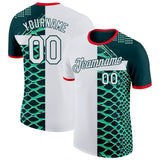 Custom Green White-Fire Red Mexico Snake Python Print Performance T-Shirt