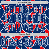 Custom US Navy Blue Red-White American Abstract Geometric Shape Performance T-Shirt