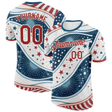 Custom White Red-Blue American Star Performance T-Shirt
