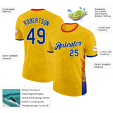 Custom Yellow Royal Red-White Romania Performance T-Shirt